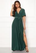 Goddiva Flutter Sleeve Maxi Dress Botanical Green XS (UK8)