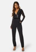 Goddiva Sequin Bodice Jumpsuit Black L (UK14)