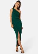 John Zack One Shoulder Rouch Dress Forest Green M (UK12)