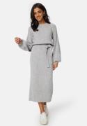 BUBBLEROOM Round Neck Rib Knitted Midi Dress  Grey melange 3XL