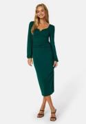 BUBBLEROOM Rudina puff sleeve midi dress Dark green L