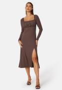 BUBBLEROOM Neija Square Neck Midi Dress  Brown XL