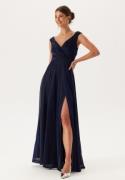 Goddiva Glitter Wrap Maxi Dress Navy L (UK14)