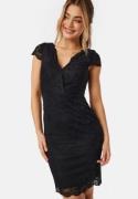 Bubbleroom Occasion V-neck short lace Dress Black 38