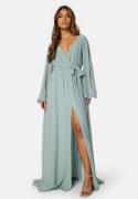 Goddiva Long Sleeve Chiffon Dress Green M (UK12)