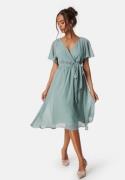 Goddiva Flutter Chiffon Midi Dress Sage Green XXS (UK6)