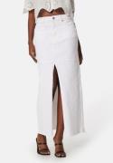 BUBBLEROOM Denim Slit Midi Skirt Offwhite 38