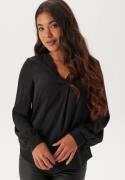 BUBBLEROOM V-neck Front Pleat Blouse Black L