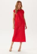 BUBBLEROOM Pleated Cap Sleeve Dress Red XS