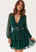 FOREVER NEW Donna Plisse Mini Dress Emerald Green 40