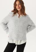 ONLY Onlmaggie Life Ls Split Neck Light Grey Melange XS