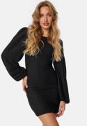 BUBBLEROOM Puff Sleeve Sparkling Dress Black S