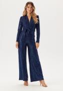 John Zack Sequin Wide Leg Jumpsuit Navy M (UK12)