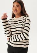 VERO MODA Vmsaba Ls O-neck Button Pullov Birch Stripes:Black L