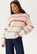 Pieces Pcnavine Ls O-neck Knit Cloud Dancer Stripes:tago+scha XL