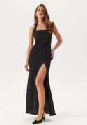 John Zack Halter Neck Maxi Dress With Split Black L (UK14)