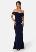 Goddiva Off Shoulder Maxi Dress Dark blue XXS (UK6)