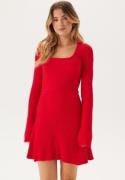 BUBBLEROOM Knitted Square Neck Skater Dress Red XS