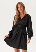 BUBBLEROOM Wrap L/S Structured Dress Black L