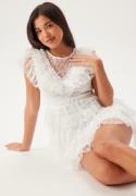 Bubbleroom Occasion Lace Frill Short Dress White 3XL