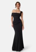 Goddiva One Shoulder Bardot Pleat Maxi Black XXL (UK18)