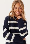 GANT Striped Textured C-neck Evening Blue L