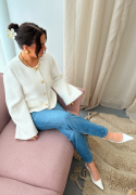 Chiara Forthi Wide Sleeve Bouclé Jacket Offwhite XL