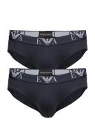 Mens Knit 2Pack Brie Underbukser Y-front Briefs Blue Emporio Armani