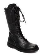 Boots - Flat - With Laces Lange Støvler Black ANGULUS