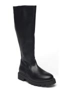 Slfemma High Shafted Leather Boot B Lange Støvler Black Selected Femme