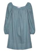 Alma Linen Dress Kort Kjole Blue Ella&il