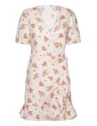 Vikati Flower Linen Short Frill Dress Kort Kjole White Vila