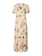 Slfliva-Lida Ss Midi Dress Ex Maxikjole Festkjole Beige Selected Femme