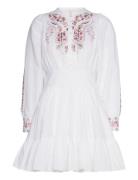Embroidery Belt Dress Kort Kjole White By Ti Mo