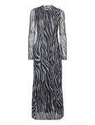 Tjw Zebra Maxi Knit Dress Maxikjole Festkjole Blue Tommy Jeans