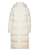 Longline Hooded Puffer Coat Foret Jakke White Superdry