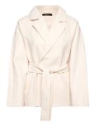 Belted Short Coat Uldjakke Jakke Cream Gina Tricot