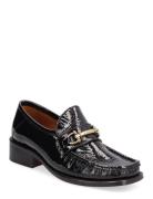 Classic Square Loafer With Buckle Loafers Flade Sko Black Apair