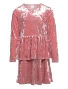 Dress Peplum Crushed Velvet Dresses & Skirts Dresses Partydresses Pink...