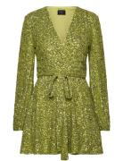Sequin Bellissa Dress Kort Kjole Green Bardot