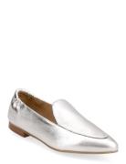 Biatracey Leather Loafer Metallic Loafers Flade Sko Silver Bianco