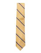Yellow Blue Single Stripes Silk Tie Slips Yellow AN IVY