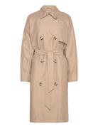 Vmdoreen Long Trenchcoat Boos Trenchcoat Frakke Beige Vero Moda