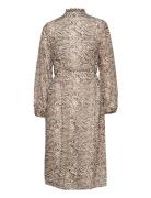 Slfmingi Ls Midi Dress Ex Knælang Kjole Beige Selected Femme