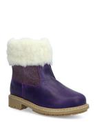 Timian Wool Top Boot Vinterstøvler Pull On Purple Wheat