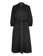 Cotton Broadcloth Dress Knælang Kjole Black Polo Ralph Lauren