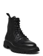 Tatum Leather Lace-Up Boot Snørestøvler Black Les Deux
