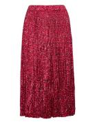 Pleated Printed Maxi Skirt In Recycled Polyester Knælang Nederdel Mult...
