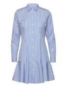 Striped Cotton Broadcloth Shirtdress Kort Kjole Blue Lauren Ralph Laur...