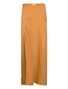 Satin Viscose Maxi Skirt Lang Nederdel Gold Calvin Klein